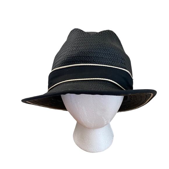 Bailey of Hollywood Mens Drake Fedora Hat Black Woven Lite Straw - Picture 2 of 6